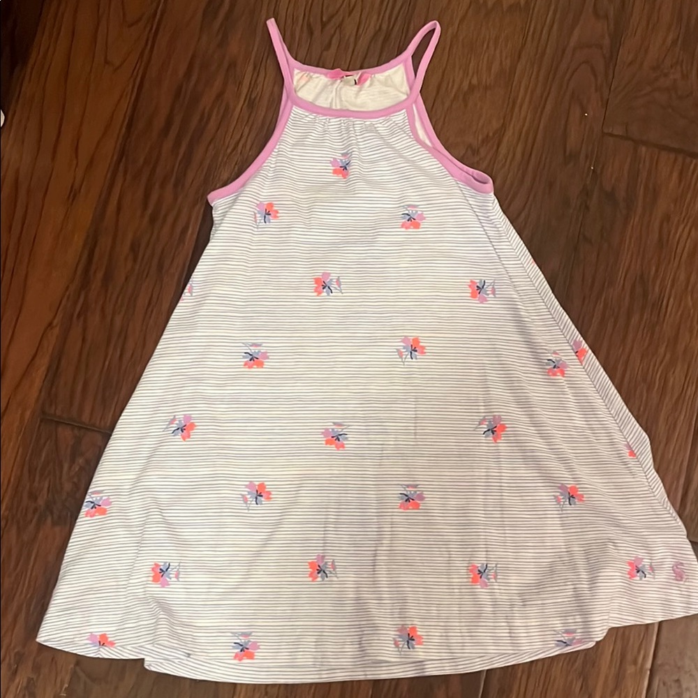 Joules Striped Dress with Floral Accents